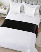 Red Lip Print Kiss Me Bed Runners for Bedroom Hotel,Decorative Bedding Scarf Black Back Bed End Blanket Bedding Runner Scarves for Twin Size Bed,71x20in