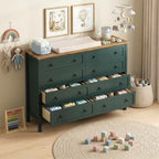 CARPETNAL 55" Green Dresser for Bedroom with 8 Drawer & Deep Drawers