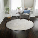 Round Area Rug – Soft Modern Carpet for Living Room, Bedroom, Entryway – Non-Slip Durable Floor Mat for Home Décor (White_8X8)