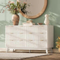 47" Wide Fluted 6 Drawers Dresser for Bedroom,Curved Edge,White