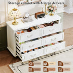 Chrangmay Modern Chest of Drawers with 6 Drawers,Deep Drawers,Clothes Organizer,Large Storage Cabinet for Living Room, Bedroom,Hallway,with Anti-Tipping Device,White