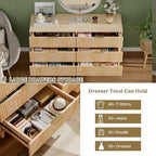 Modern Dresser and Nightstand Sets 3-Piece, 2 Nightstands 6-Drawer Dresser