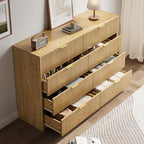 MAISONARIA Dresser for Bedroom, 8 Drawer Double Dresser, Modern Chest of Drawers for Bedroom, Living Room, Entryway and Closet, 15.7" D x 55" W x 37.4" H, Natural