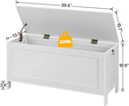 HOOBRO Toy Box, Retro Wooden Look Storage Chest with Safety Hinge, Entryway Storage Bench Supports 220 lb, 39.4 x 15.7 x 18.9 Inches Toy Chest Organizer, Easy Assembly (White)