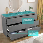 Vibe & Dine Grey Dressers for Bedroom, Double Dresser with 6 Drawers, Modern Chest of Drawers with Wide Storage for Closet, Bedroom, Living Room