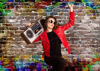 Vinyl 7x5ft Colorful Graffiti Brick Wall Backdrop, Ideal for Photo Studio, Birthday Party, Wedding