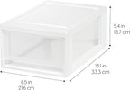 IRIS USA 6 Qt. Small Plastic Stacking Drawer, Stackable Storage Organizer Unit with Sliding Drawer for Bedroom Kitchen Under Sink Pantry Craft Room Dorm Office, White, 8-Pack