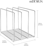 mDesign 3 Slot Tray and Pan Rack — Metal Wire Rack for Pantry and Kitchen Storage — Freestanding Pan Lid Holder Also for Baking Trays and Crockery – Silver