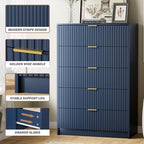 Furniway Blue Dresser for Bedroom, Modern Dresser with 5 Drawers and Smooth Slides, Wide Chest of Drawers with Golden Handles for Bedroom, Living Room, Closet, 15.7" D x 31.5" W x 47.2" H