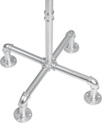 MyGift 5.5ft Freestanding Coat Rack with Silver Tone Industrial Metal Pipe Design and 12 Hooks, Entryway Organizer Stand for Hanging Coats, Hats, Purses
