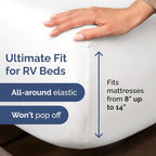 RV Short King Sheets 72 X 75 – RV Short King Sheets 8” to 12" Deep Pocket - Designed for RVs, Bunks, Trailers, Campers & Short RV King Mattresses – Premium Easy-Care Fitted Sheets for RV Beds – White