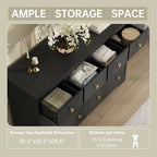 Black Dresser for Bedroom, 10 Drawer Dresser with Large Drawers, 55 Inch Wide Wood Chest for Living Room, Hallway