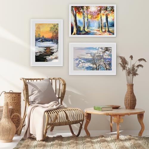 puthiac 11x14 Solid Oak Wood Picture Frames, White, 3 Pack