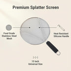 KitchenGuard Stainless Steel Splatter Guard Set of 2 for Frying Pan – 13 Inch & 10 Inch Heavy Duty Grease Splatter Screen, Oil Splash Guard & Splatter Shield for Cooking, Dishwasher Safe, Easy to Hang