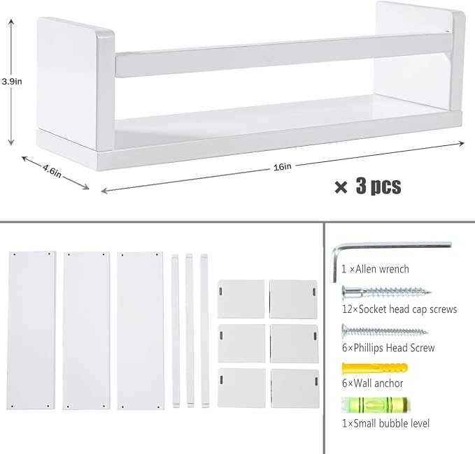 AZSKY Floating Bookshelf for Kids Room, Kitchen Spice Rack, Book Shelf Photo