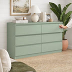 Green Dresser for Bedroom, Modern Large 6 Drawer Dresser with Deep Drawer,Wide Storage Chest of Drawers,TV Stand for Living Room
