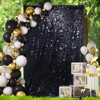 SquarePie Shimmer Wall Backdrop Big Payette Sequin Curtain 4FT x 7FT Black Background for Party Wedding 1 Panel - color: Black