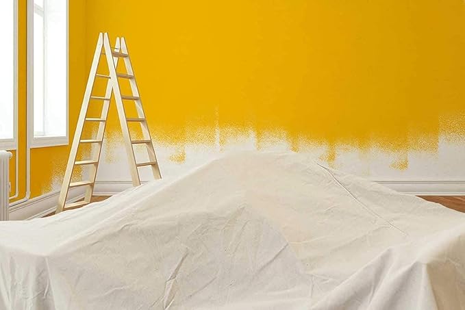 ZUPERIA Canvas Drop Cloth for Painting (Size 4' x10' Feet Pack of 4) Painters Drop Cloth for Painting, Furniture & Floor Protection, All Purpose Thick Canvas tarp with Double Stitched Edges