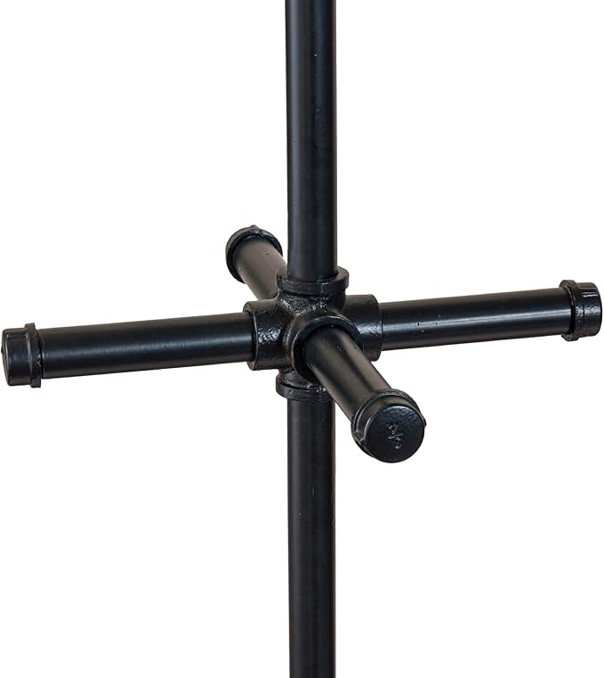 MyGift 64 Inch Industrial Black Metal Freestanding Coat Rack Stand with Realistic Pipe Design and 12 Hooks, Entryway Organizer for Hanging Coats, Hat, Handbags, Scarves