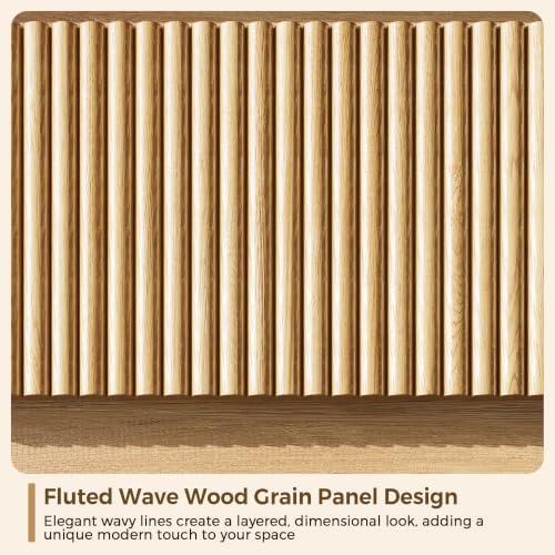 Jocoevol 6 Drawer Fluted Dresser, Modern Chest of Drawers for Bedroom with Hidden Handles, Wood Storage Organizer Cabinet for Living Room & Entryway, Natural Oak (15.7" D x 47.3" W x 31.6" H)