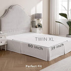 MIYE Pleated Waffle Weave Bed Skirt, Tailored Dust Ruffle 16 Inch Drop Easy Fit, Machine Washable (White, TwinXL - 16" Drop)