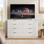 47.2" Wide Fluted 8 Drawer Dresser for Bedroom, White