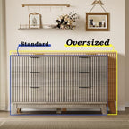 BORNOON 53" Long Dresser for Bedroom, 6-Drawer Dresser with Fluted Fronts, Wide Wood Chest of Drawers, Smooth Metal Slides, Stable Base, Modern Clothes Storage Cabinet for Living Room, Hallway