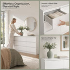 Spaco White 9 Drawer Dresser for Bedroom,Modern Long Dresser with Deep Drawer,Large Storage Chest of Drawer,Wood Bedroom Storage Organizer Furniture Drawers for Living Room