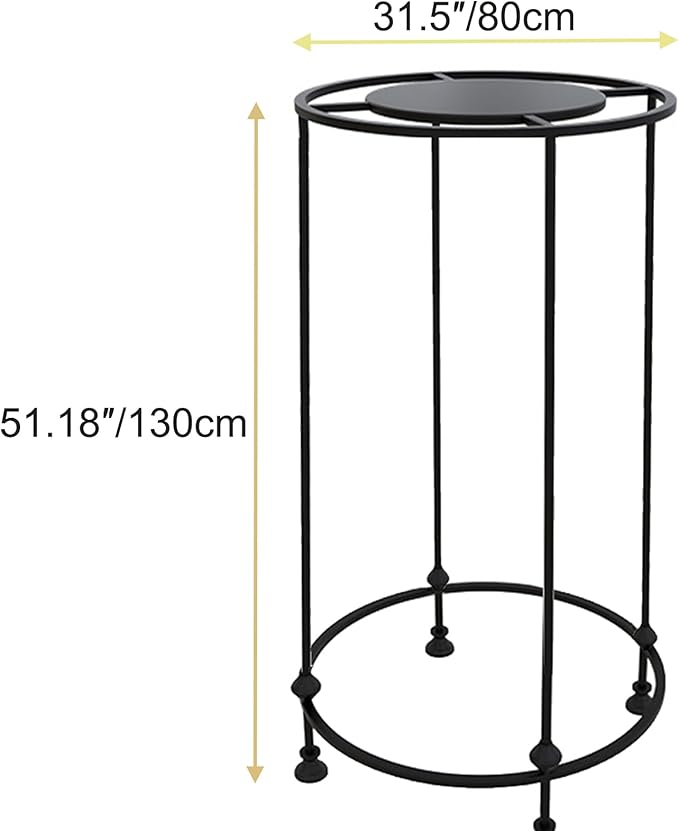 Freestanding Round Garment Display Retail Rack, Floor-Standing Double Space Multi-Purpose Metal Shelf for Clothes Storage, Commercial Clothing Organizer in Retail Boutiques (Black, 31.5"x 51.2")
