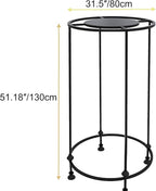 Freestanding Round Garment Display Retail Rack, Floor-Standing Double Space Multi-Purpose Metal Shelf for Clothes Storage, Commercial Clothing Organizer in Retail Boutiques (Black, 31.5"x 51.2")