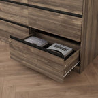 Bobve 70.9” Dresser for Bedroom with 9 Drawers, Large Modern Chest of Drawers Handle Free, Long Wooden Dressers Storage Organizer, Wide Double Dresser for Bedroom, Living Room, Hallway (Walnut)