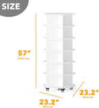 SpaceAid Spinning Shoe Rack with Wheels, 6 Tier Rotating Organizer Shoe Tower Lazy Susan with Thick Bottom, 360 Display Revolving Storage Shelf, Round Circular Rotate Organization, White