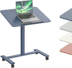 TopJob ANYDESK FOLD Mobile Standing Desk, Portable with Lockable Wheels, Foldable Stand Desk, Rolling Computer Workstations, Used for Home, Couch Side Table, Bedside Table in Bed Room Kitchen