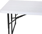 Flash Furniture Insta-Fold Picnic Table - White Wood Grain Folding Picnic Table Bench Set for Adults - 4.5 Foot Folding Table