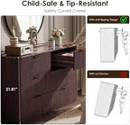 Fluted 7 Drawer Dresser for Bedroom, 54"W Wooden Dressers & Chest of Drawer
