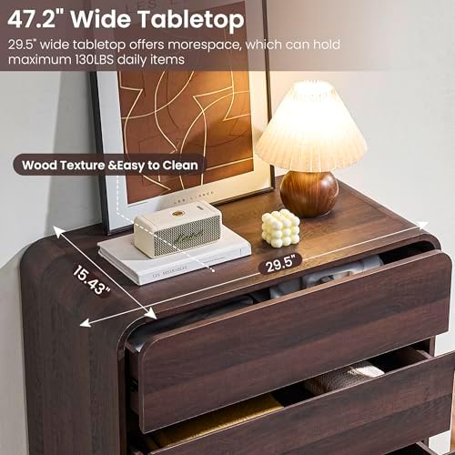 Standifurno Walnut Dresser for Bedroom, Modern 5 Drawer Closet, Freestanding Dressers with Deep Drawers, Large Storage Organizer for Living Room, 29.5’’ W