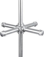 MyGift 5.5ft Freestanding Coat Rack with Silver Tone Industrial Metal Pipe Design and 12 Hooks, Entryway Organizer Stand for Hanging Coats, Hats, Purses