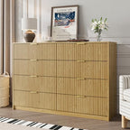 MAISONARIA Dresser for Bedroom, 8 Drawer Double Dresser, Modern Chest of Drawers for Bedroom, Living Room, Entryway and Closet, 15.7" D x 55" W x 37.4" H, Natural