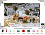 Trykid 5x3ft Wedding Table Centerpieces Backdrop Orange Roses Moss Balls Table Number Thirteen Photography Background Event Styling Tapestry Party Decoration Photo Studio Prop Fabric - size: 5x3ft