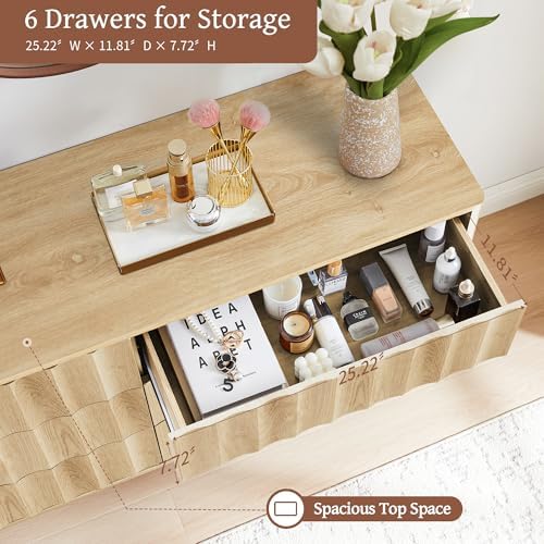 Bifins 53" Wide Fluted 6 Drawer Dresser