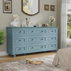 Scurrty Blue 9 Drawer Dresser, Large Chest of Drawers for Closet Storage