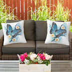 bassyil Butterfly Throw Pillow Covers Decorative Linen Pillow Cases Set of 2 Square Cushion Cover for Couch Sofa Bedroom Patio 18x18 Inch