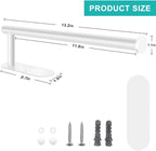 MGahyi Paper Towel Holder Wall Mount, Self Adhesive Or Drilling Paper Towel Holder Under Cabinet, 13.2 inch Stainless Steel Kitchen Paper Towel Roll Rack, Bathroom Towel Roll Hanger(Rectangle-White)