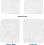 Magik & Kover Queen Sheet Set for Air Mattress - 4 Piece Queen Sheet Set Deep Pocket Up to 24 Inches - Soft & Breathable Air Mattress Sheets Queen Size with Extra Deep Pocket - White