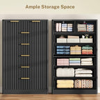 TEENOFN Fluted Dresser for Bedroom with 7 Drawers, 48" Tall Modern Chest of Drawers with Metal Handle, Wooden Dresser TV Stand, Wood Closet Clothes Storage Organizer for Living Room, Hallway, Black