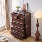 Farmhouse 6 Drawers Dresser Chests for Bedroom,Dark Cherry Red Wood Dresser