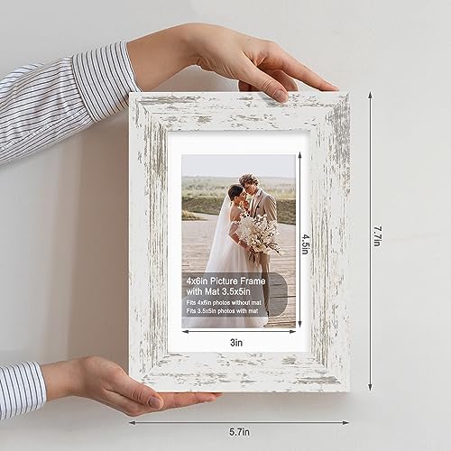Hongkee 4x6 Picture Frame Set of 4, Made of Real Glass and Multicolour Frame, 4 by 6 Photo for Wall or Tabletop - Display Picture 3.5x5 with Mat or 4x6 Without Mat