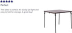 Flash Furniture Dunham 2.83-Foot Square Bi-Fold Brown Wood Grain Plastic Folding Table with Carrying Handle