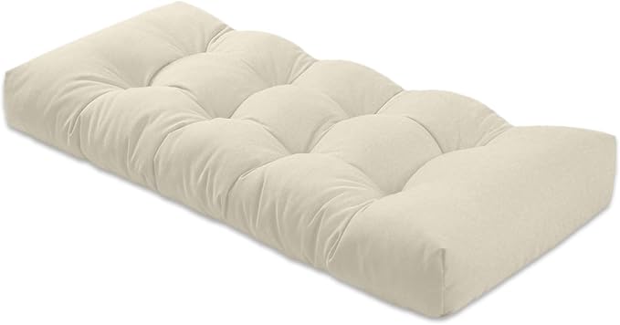 Bench Cushion 51 inches,Indoor/Outdoor Non-Slip Tufted Cushions, Premium Waterproof Linen, Soft Piano Sofa Cushions, High-Density Memory Foam(Light Beige-51x16x4in)