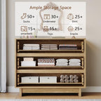 HOUROM Oak Dresser for Bedroom, 31in Modern 3 Drawer Chest of Drawers